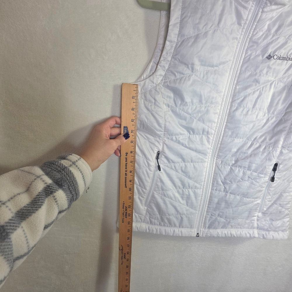 Columbia Omni-Heat White Quilted Puffer Vest Womens Medium Full Zip Insulated - Picture 5 of 16